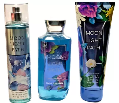 Bath And Body Works 3 Pc MOON LIGHT PATH Mist-Gel-Cream ~ FREE SHIPPING • $38.38