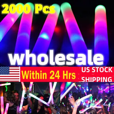 $39.69 • Buy 2000Pcs RGB Foam Sticks 3-LED Flashing Glow Sticks Wedding Rave Party Fast Ship