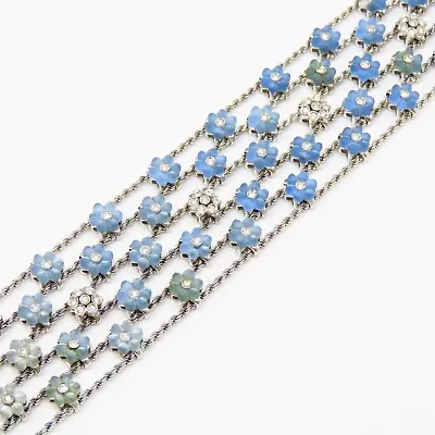 NYJEWEL Aaron Basha 18k White Gold 6 Strands Diamond Blue Floral Bracelet 7.5  • $5999