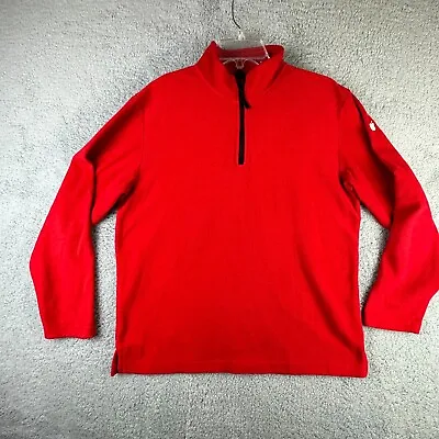 Apple Store Employee Med Red Fleece 1/4 Zip Macintosh Pullover Sweater Logo Hit • $9.99