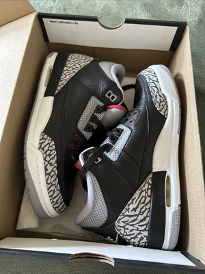 $150 • Buy Air Jordan 3 Retro Og Bg Size 6 Youth Black/red Fire/cement