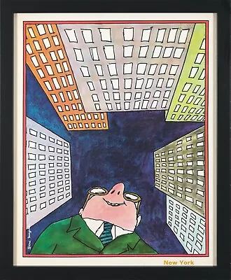 Original Vintage Poster Tomi Ungerer Air India New York  Travel  1969 FRAMED • $570