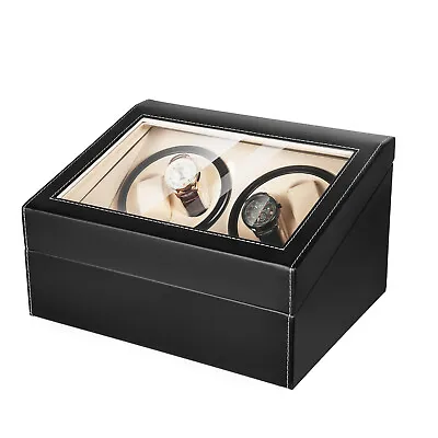 4+6 Watch Winder Display Box PU Leather Automatic Rotation Storage Wooden Case • $64