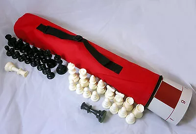 Quiver Chess Set Combo: Red Bag Red Board & Black & White Plastic Chess Pieces • $22.50