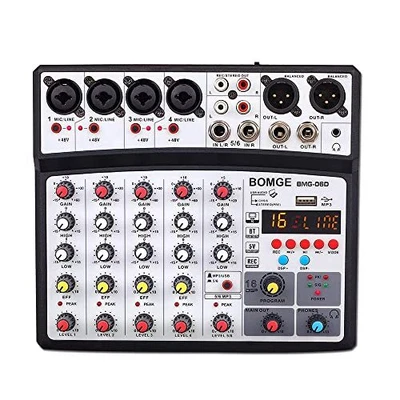 £83.99 • Buy BOMGE 6 Channel Dj Audio Mixer With MP3 USB Bluetooth,48V Phantom Power, 16 DSP