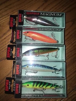 Rapala FLOATING MAG 09's===5 DIFFERENT COLORED FISHING LURES=WOOD • $45