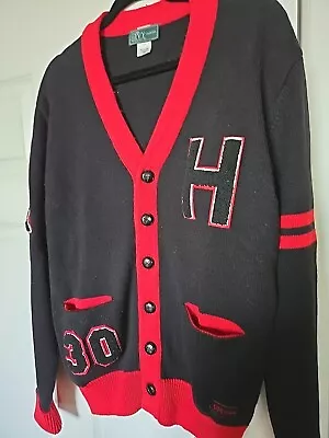 VTG 60's Men's Harvard? Letter Sweater Cardigan Ivy Track Field Red Black 2XL • $99.95