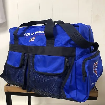 $29.99 • Buy Vintage 90s Polo Sport Ralph Lauren Blue USA Track & Field Duffle Gym Travel Bag