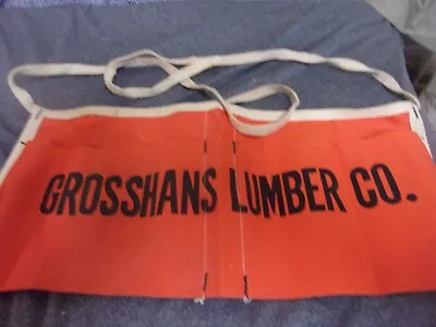 Vintage Cloth NAIL APRON GROSSHANS LUMBER COMPANY Nebraska Orange & Black • $5.98