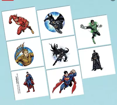 $5.75 • Buy Justice League Tattoos - Party Ideas - Birthday Party Favours Flash Batman Loot