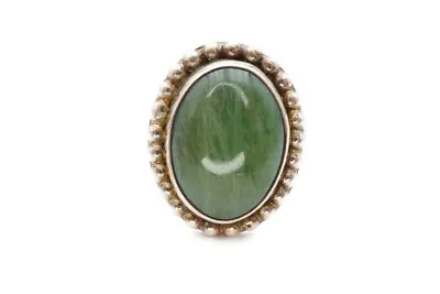 Vintage Sterling Silver 925 Green Agate Ring Size 11.5 • $67.99