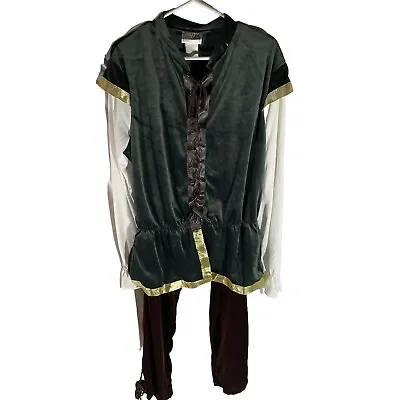 Robin Hood Tavern Man Costume Adult Large Green Velour Tunic Brown Pants • $19.45