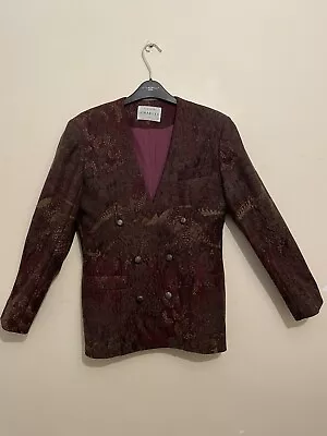Caroline Charles 100% Wool Womens Jacket Tapestry Embroidered Pattern Grouse 12 • £34.95