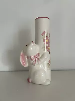 Vintage Easter Bunny Rabbit Bud Vase 1987 FTD Weiss Ceramics Brazil 7.5” Pink • $12.95