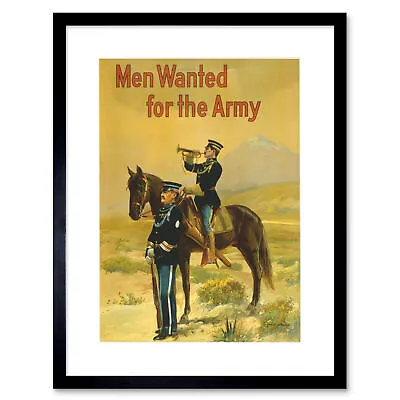 Vintage Ad War Army Recruitment Horse Trumpet Poster Framed Art Print 12X16 In • £26.99