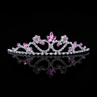 Kids Baby Pink Flower Girl Children Wedding Prom Mini Tiara Crown Princess  • £8.64