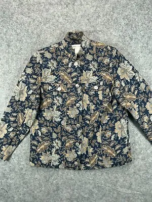 Drapers & Damons Tapestry Jacket Womens S Small Blue Floral Embroidered Coat LS • $16.99