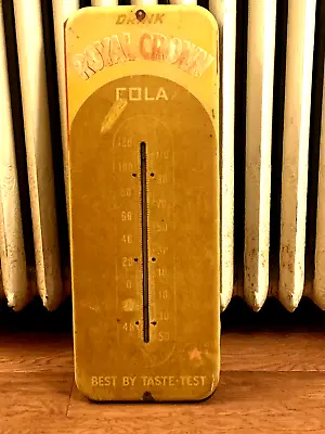 VINTAGE ORIGINAL METAL DRINK ROYAL CROWN COLA THERMOMETER 25 1/2  X 9 3/4   (SH) • $169