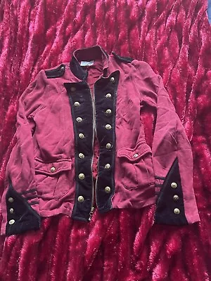 Ralph Lauren Denim Supply Military Jacket Blazer L Red Jersey Cotton Velvet 458 • £49.99