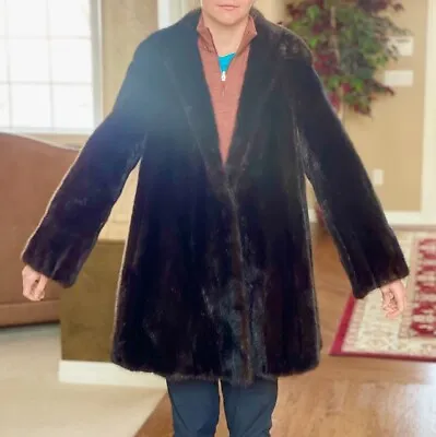 Vintage CHRISTIAN DIOR Dark Brown Mink Medium Length Coat Medium • $400