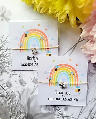 Wish Bracelet Card. Thank You For Bee-ing Amazing. Party/friends/class Gift  • £1.25