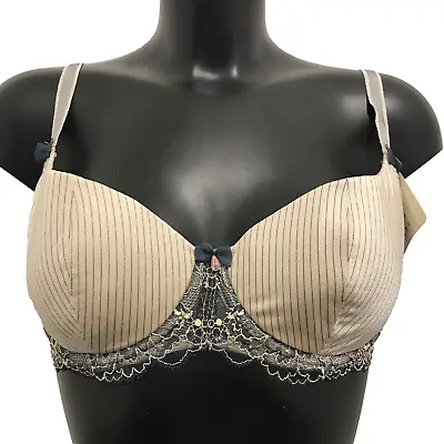 Change Pearl Cream Underwired Bra 36D Foam Lined Cups With Blue Lace Trim Ladies • £14.99