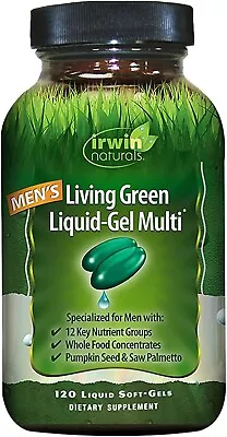 Irwin Naturals Living Green Men's Multivitamin 120 Liquid Soft-Gels .  EXP 09/25 • $32.95