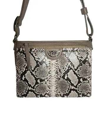 Brighton Beechwood Python Pretty Tough Studded City Organizer Crossbody Mrp$335 • £239.98