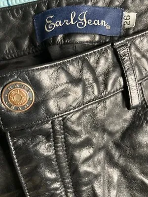 Black Leather Jeans Earl Jeans  Low Waist • £50