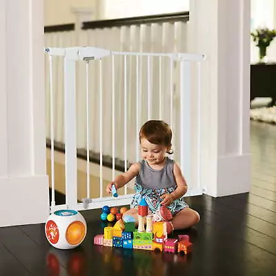 Easy Close Pressure Mounted Baby Gate 29  Tall 29.5 -35  Wide Metal White Home • $126.93