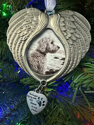 Pet Christmas Ornament W/ Photo Holder Angel Wing Memorial Rainbow Bridge Gift • $16.95