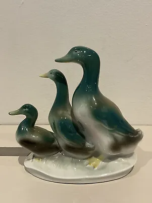 Vintage  GDR Germany Porcelain Duck Family Collector Figure Mallard • £14.99