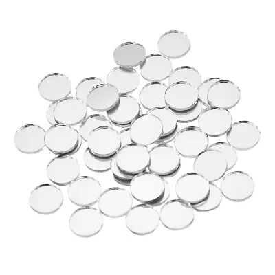 50PCS Small Round Craft Glass Mirror Mosaic Tile Self-Adhesive Sticker DIY Craft • £3.19