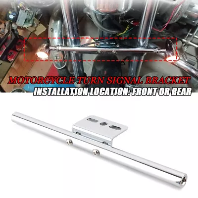 Motorcycle Turn Signal Light Tube Bar Bracket Front Rear Mount For Harley Chrome • $14.50