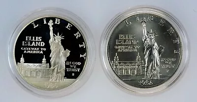 1986 Commemorative Ellis Island Silver Dollar Proof DCAM S & UNC D Mint Coins  • $58