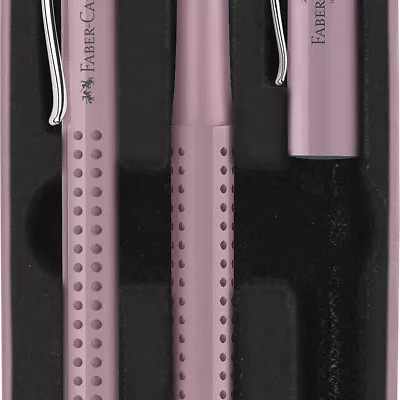 FABER-CASTELL Grip 2010 Fountain Pen & Ballpoint Pen Set - Rose Shadow - NEW • £23