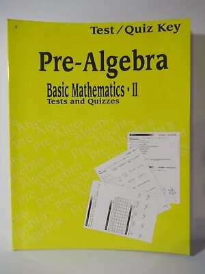 A Beka - Grade 8 - Pre-Algebra  - Teacher Test/Quiz Key   - Second Edition  • $15.25