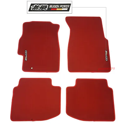 For 96-00 Honda Civic Red Nylon Floor Mats Front & Rear Carpet 4pcs Set W/ Mugen • $56.04