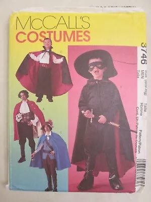 McCalls 3746 Mens Costume Pattern S-XL Zorro Musketeer Vampire Pirate Halloween • $12