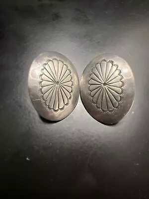 Native American Vintage Pawn Sterling Silver Concho Earrings Studs  • $16.11