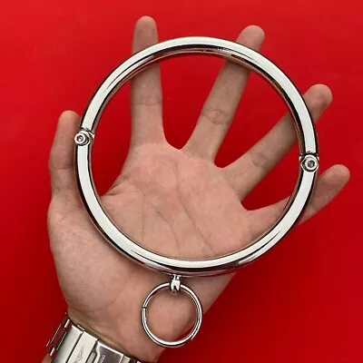 Metal Chrome Female Male Neck Collar O-Ring Restraint Choker Slave BDSM Bondage • $20.89