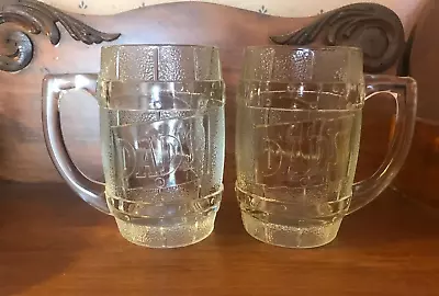 Dad's Root Beer Soda Pop Vintage Barrel Shape Heavy Glass Mugs Set Of 2 • $10