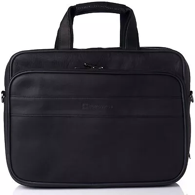 Alpine Swiss Messenger Bag Leather 15.6 Laptop Briefcase Portfolio Business Case • $119.99