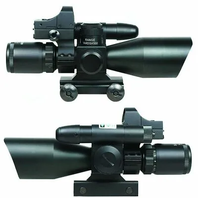 2.5-10X40 Rifle Scope With Green Laser And Mini Reflex 3 MOA Red Dot Sight • $78.23