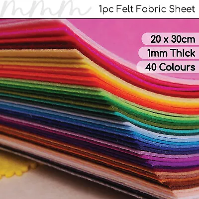 1pc 20x30cm Felt Fabric Sheet 1mm Non Woven Mix Colour Kids DIY Art Handicraft • $1.35