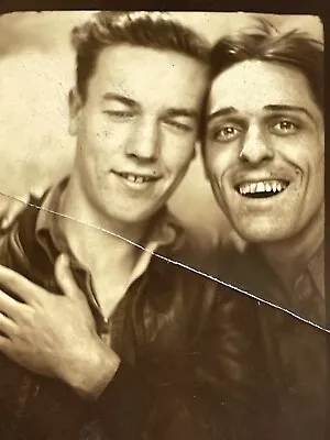 I7 Photograph *Creased Handsome Military Men Touching Affectionate 1930-40s Cute • $14.50