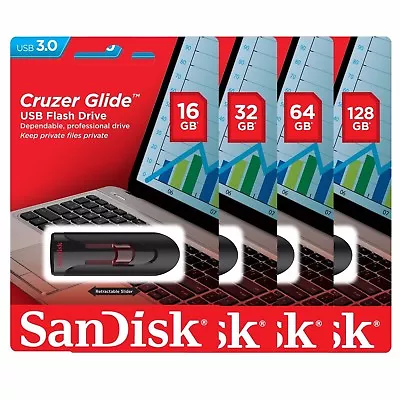 $9.95 • Buy SanDisk Cruzer Glide 128GB 64GB 32GB 16GB USB 3.0 Flash Drive Thumb Stick Memory