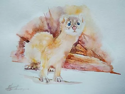  Marten Animal Watercolor Artwork Handmade Original Painting On Paper • $41