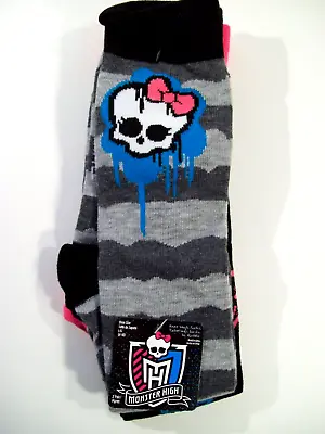 New Girl's 2 Pair Monster High Knee High Socks Size Large Shoe Size  4-10 • $10.95