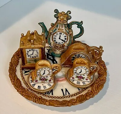 Popular Imports Inc.-Resin Mini Tea Set-Clock Theme-NIB-1997 TS571 • $6.49